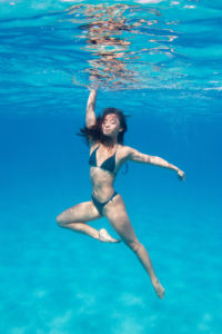 dancer underwater in Fiji