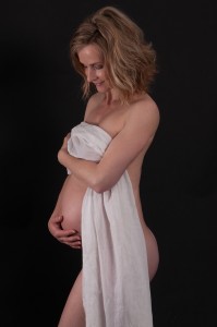Pregnant mother wrapped in shawl Pregnancy photoshoot Semi-nude showing Baby Bump Anais Chaine Auckland Photographer