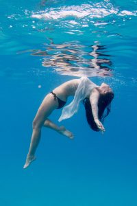 Underwater model photoshoot in Fiji