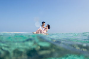 underwater trash the dress at the Malolo sand bar in Fiji