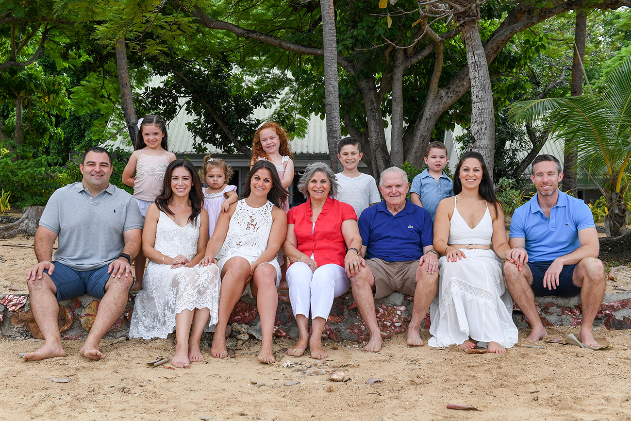 Family group photo on the beach in Malolo Island Resort Fiji