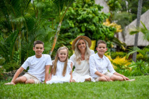 Family portrait with greenery background