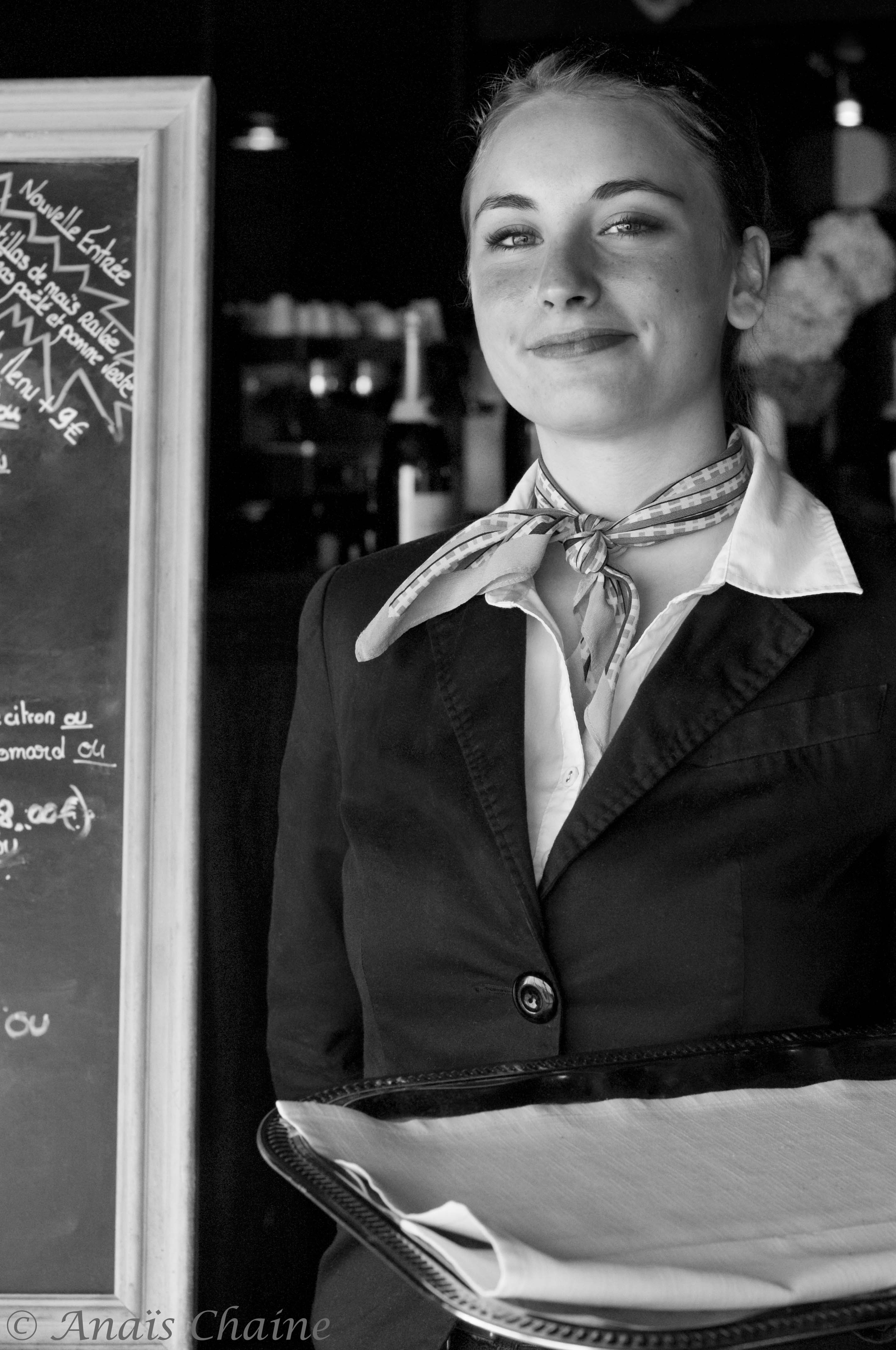 Portrait Waitress at "The Seagull house" 4 stars restaurant at La Rochelle France