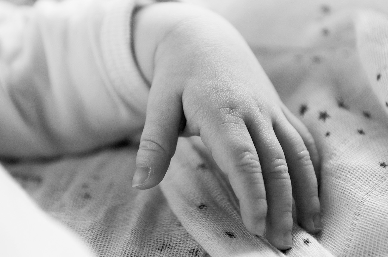 close up of a new born's hand