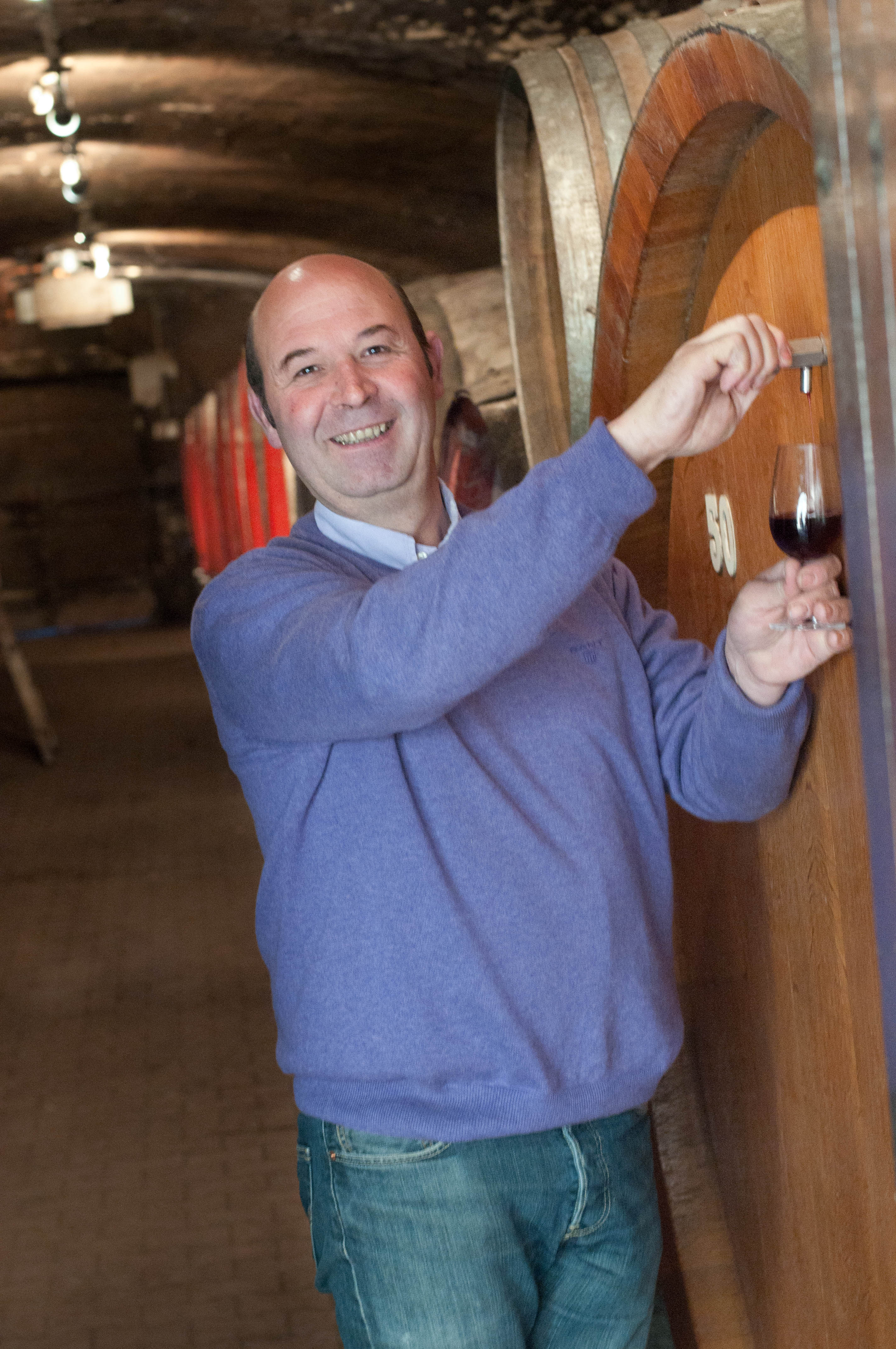 Pierre-Marie Chermette French wine maker beaujolais Fleurie in his cellar