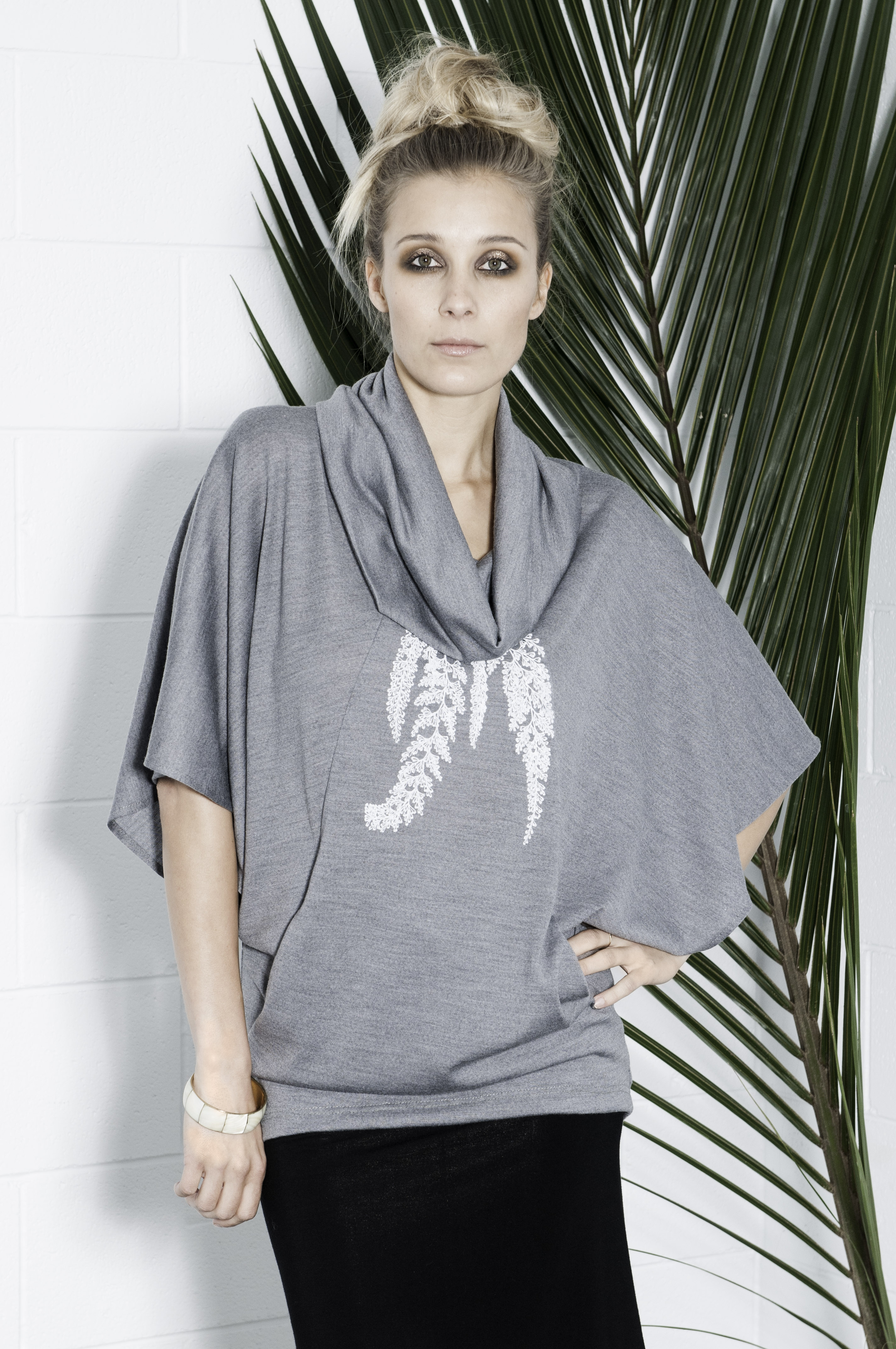 Chic oversized top with silver fern Auckland Fashion by Sera Mitchinson Selctor photographer Anais C