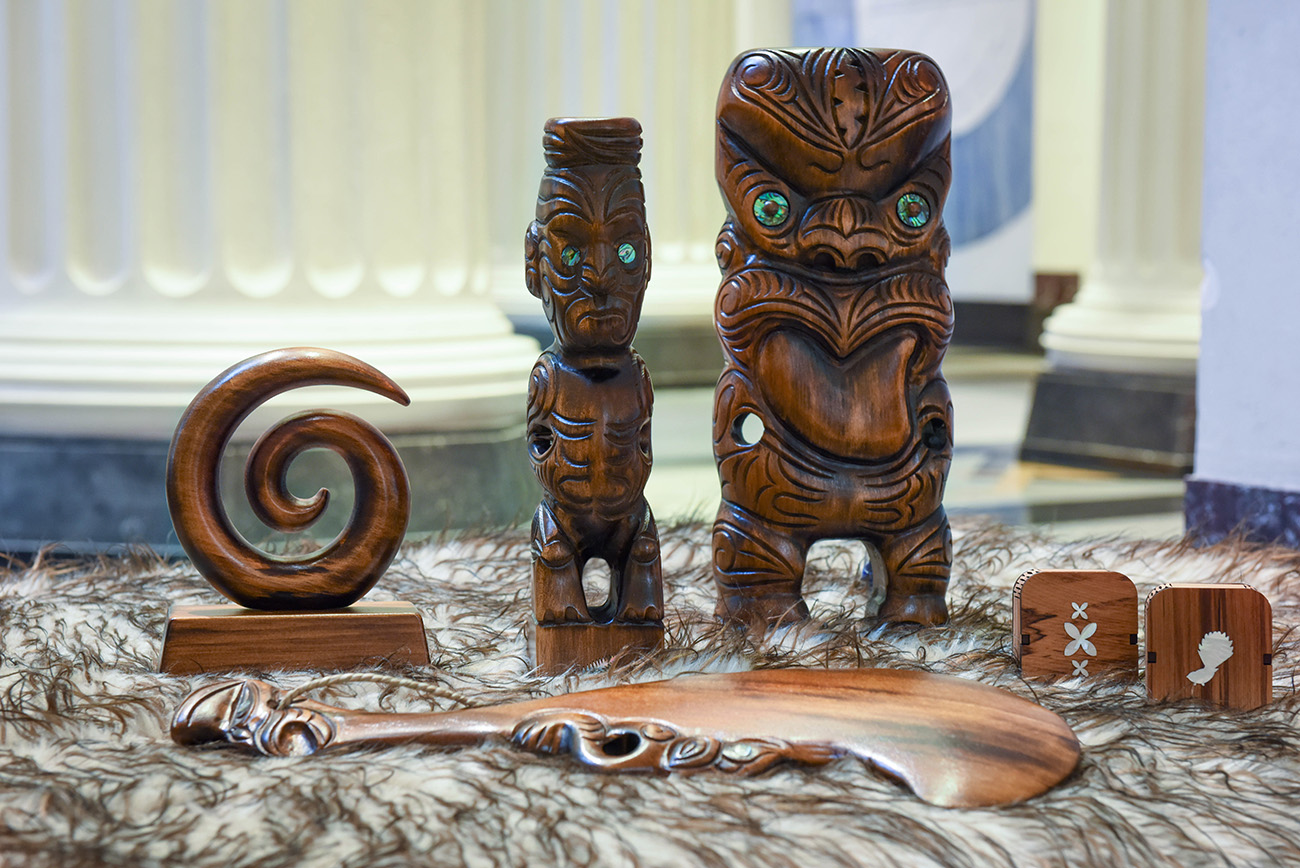 In the Auckland War Memorial Museum traditional Maori wooden totem