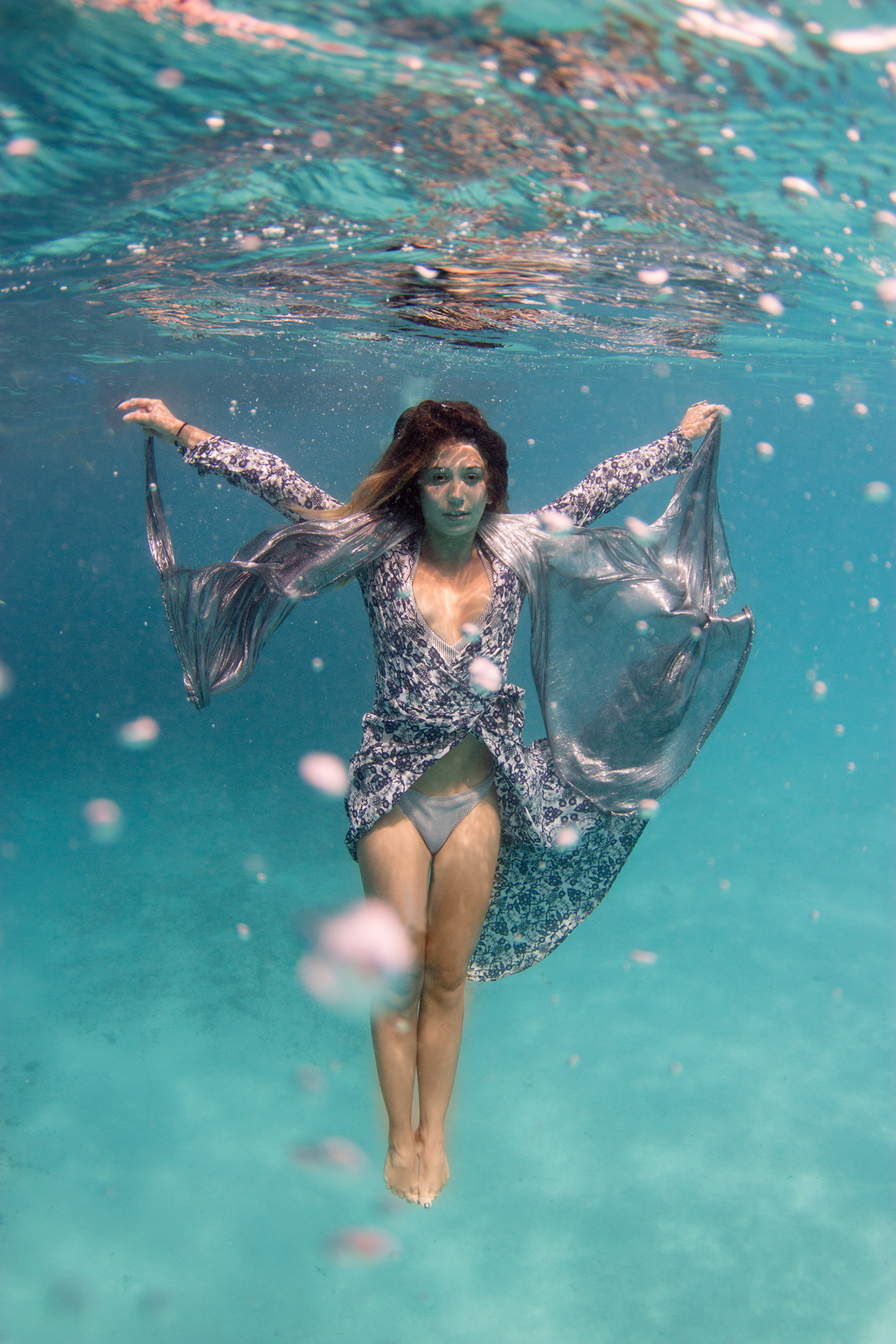 Woman underwater in Fiji