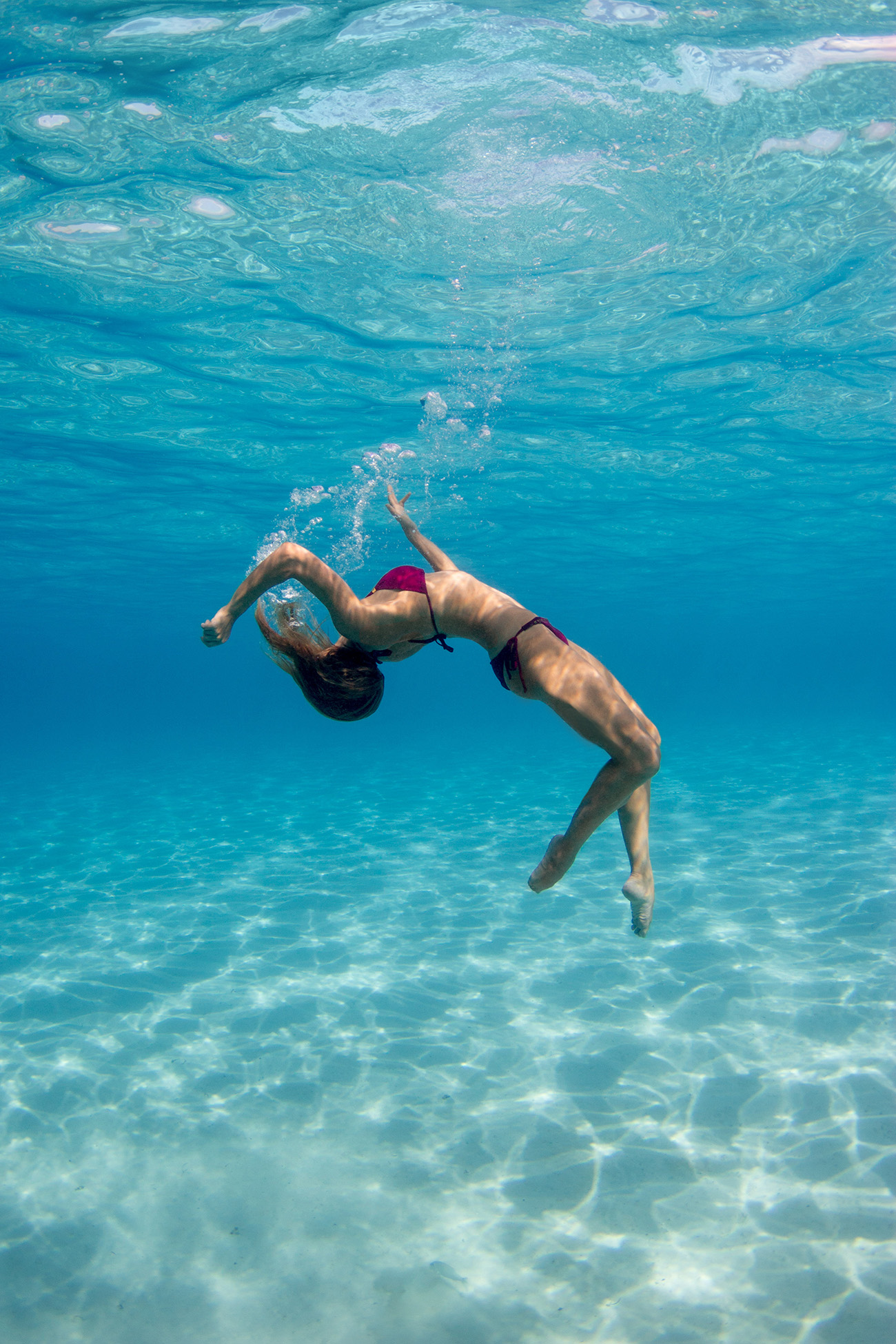 Woman underwater photoshoot in Fiji