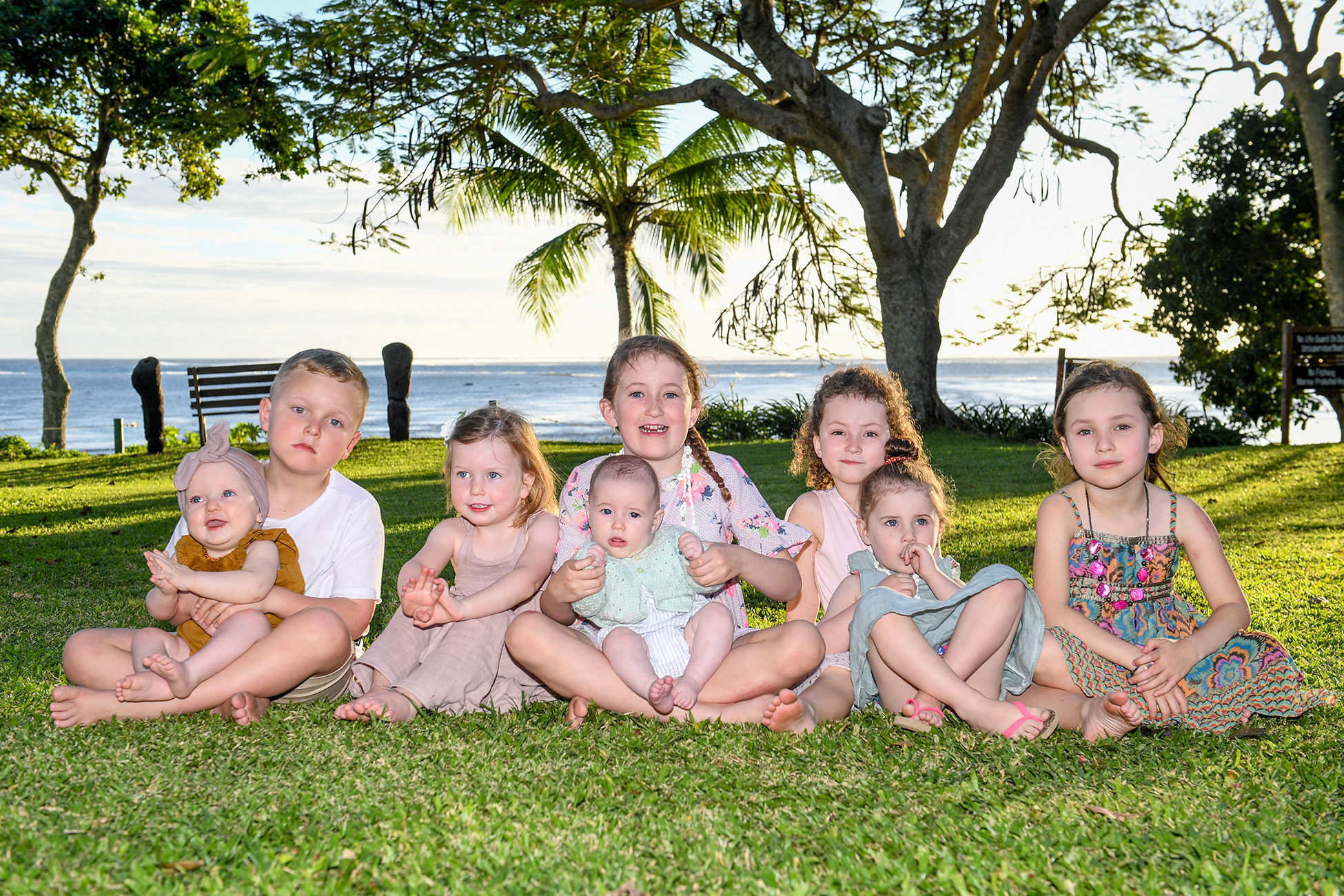 Group shot of cousins together during their photoshoot in Fiji