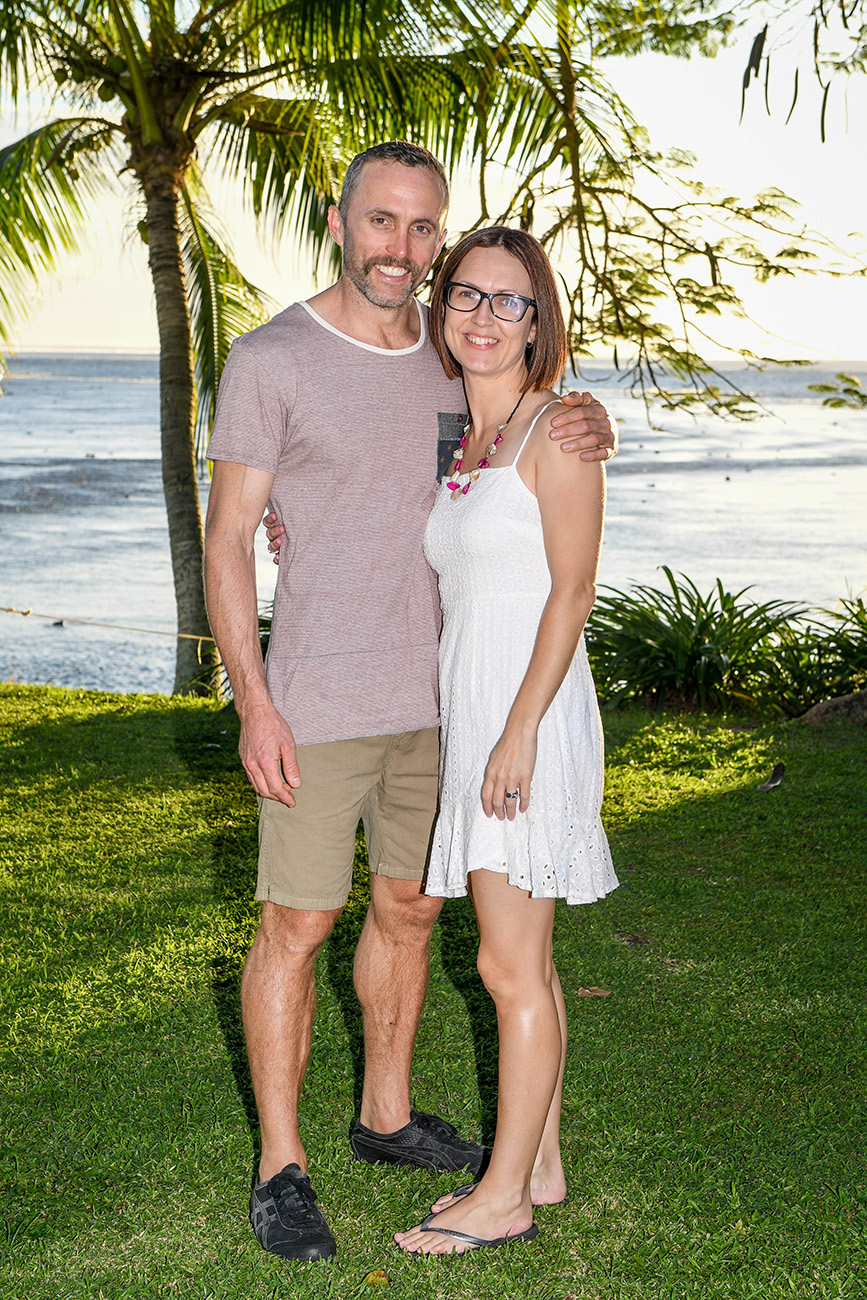 Portrait of a couple on the Shangril (coral coast) lawn